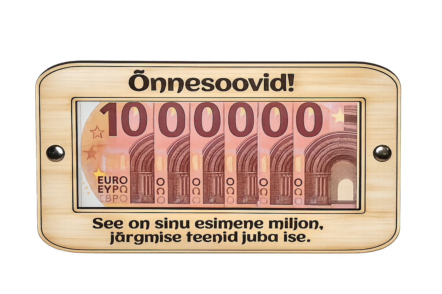Õnnitluskaart "miljon" Õnnitluskaart sinu esimene miljon
